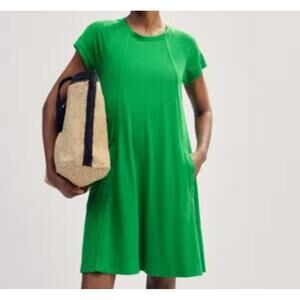 ME + EM green slug jersey raglan kelly green short sleeve dress sz 4